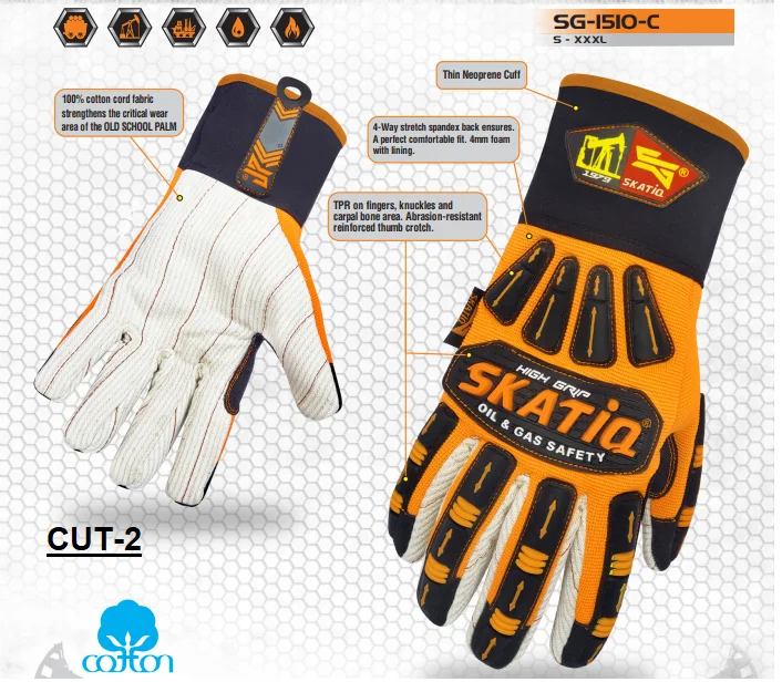 Oil And Gas Safety Cotton Impact Gloves Cut 2 Buy Impact Resistant