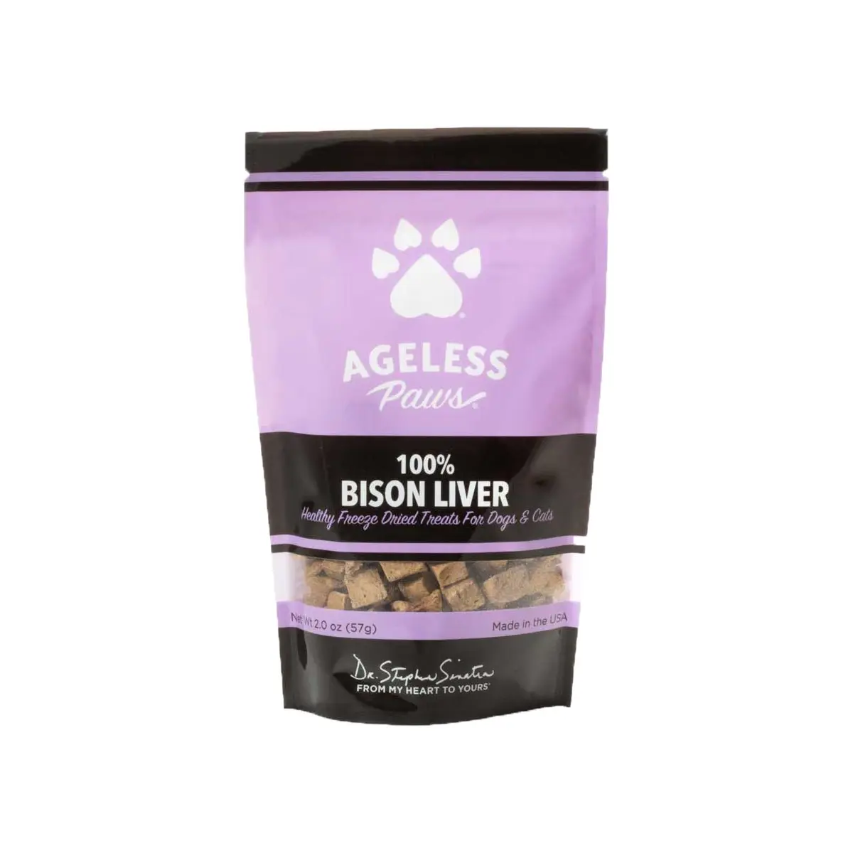 
100% Bison Liver USA-Made Healthy Gourmet Natural Freeze-Dried Treats for Dogs and Cats (2 oz) 
