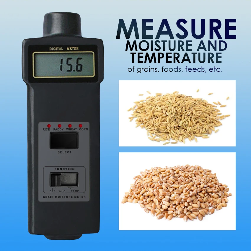 Handheld Digital Grain Moisture Meter 8-20% Tester Rice Corn Wheat ...