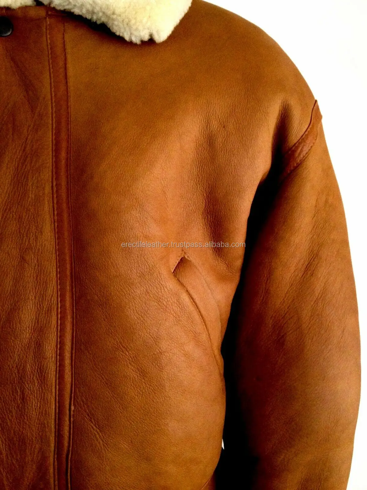 Vintage Mens Leather Sheepskin Shearling Flying Pilot Aviator B3