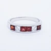 Wholesale 925 Sterling Silver Jewelry Rings Princess Cut 3M Garnet Natural Gemstones and Cubic Zirconia Eternity Thailand