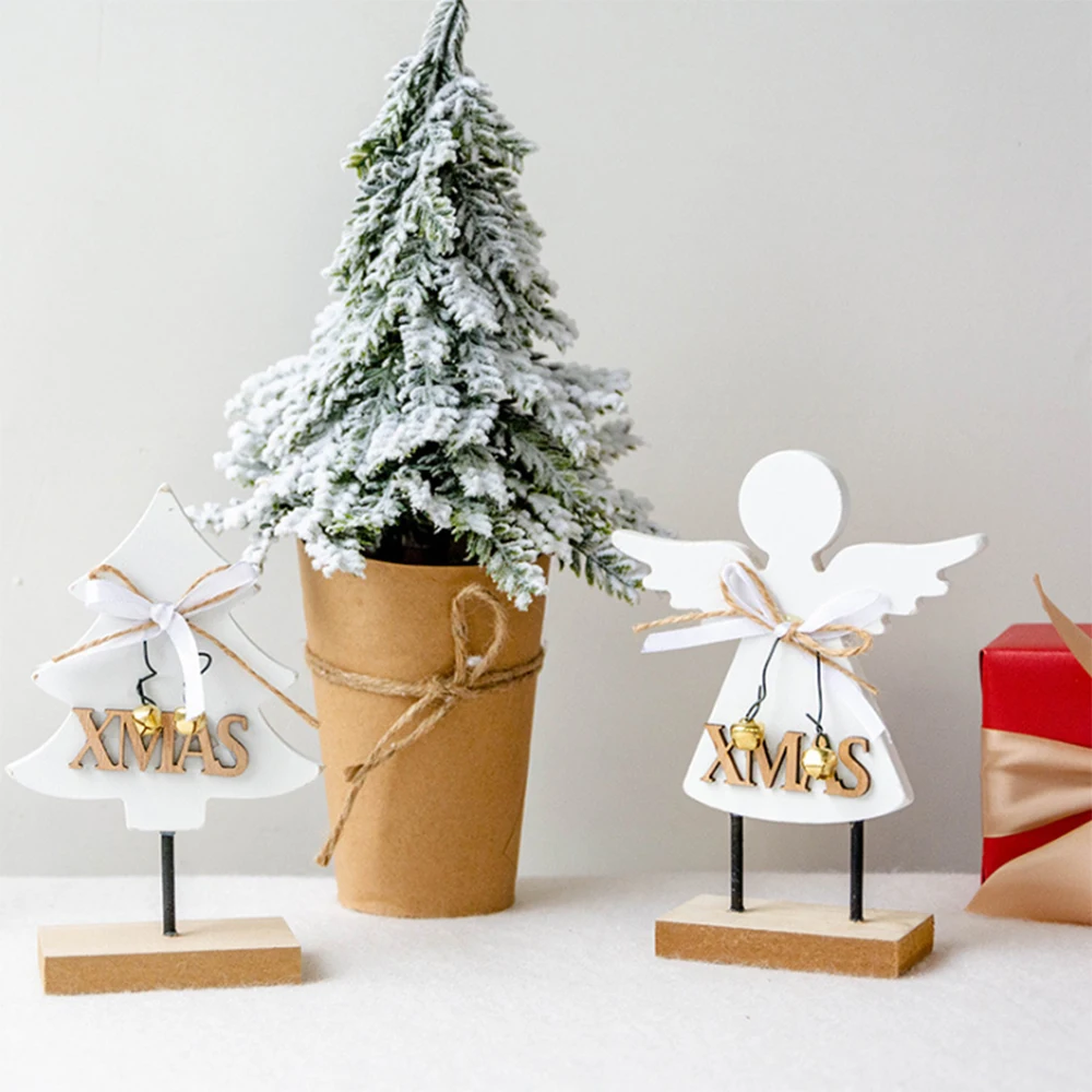 Christmas wooden desktop ornaments wooden Christmas tree angel five-pointed star decoration Christmas decorations