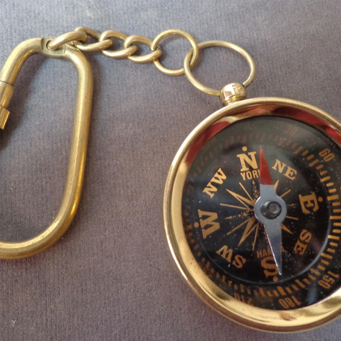 Brass Compass Keychain Marine Nautical Key Ring Bulk Wholesale Lot of 100 Pcs 