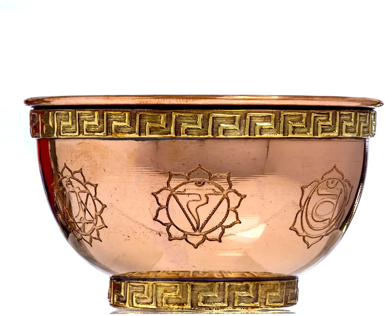7 Chakras Copper Bowl Incense Holder,White Sand,And White Sage For