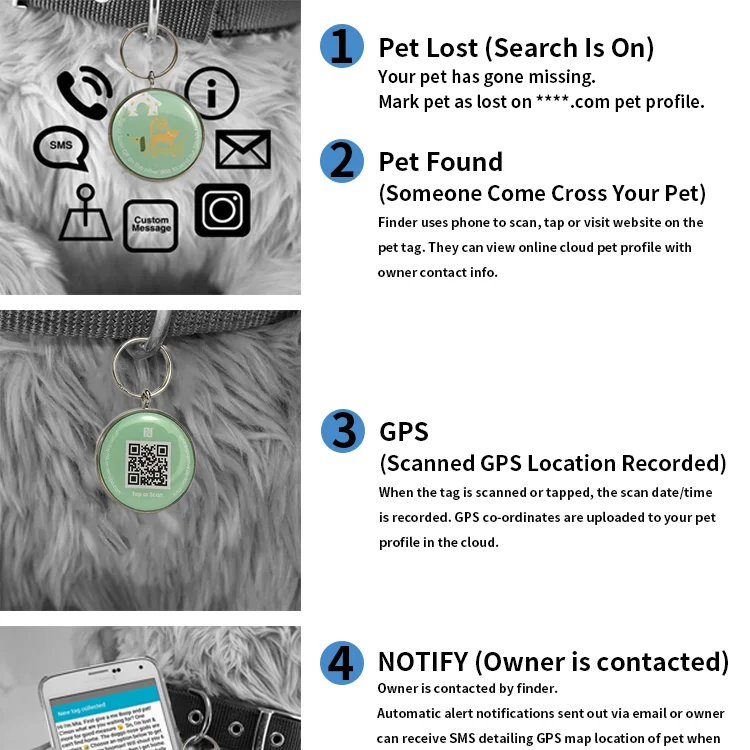 Free Samples Programmable Pet Tracking Metal Qr Nfc Pet Id Collar Tag