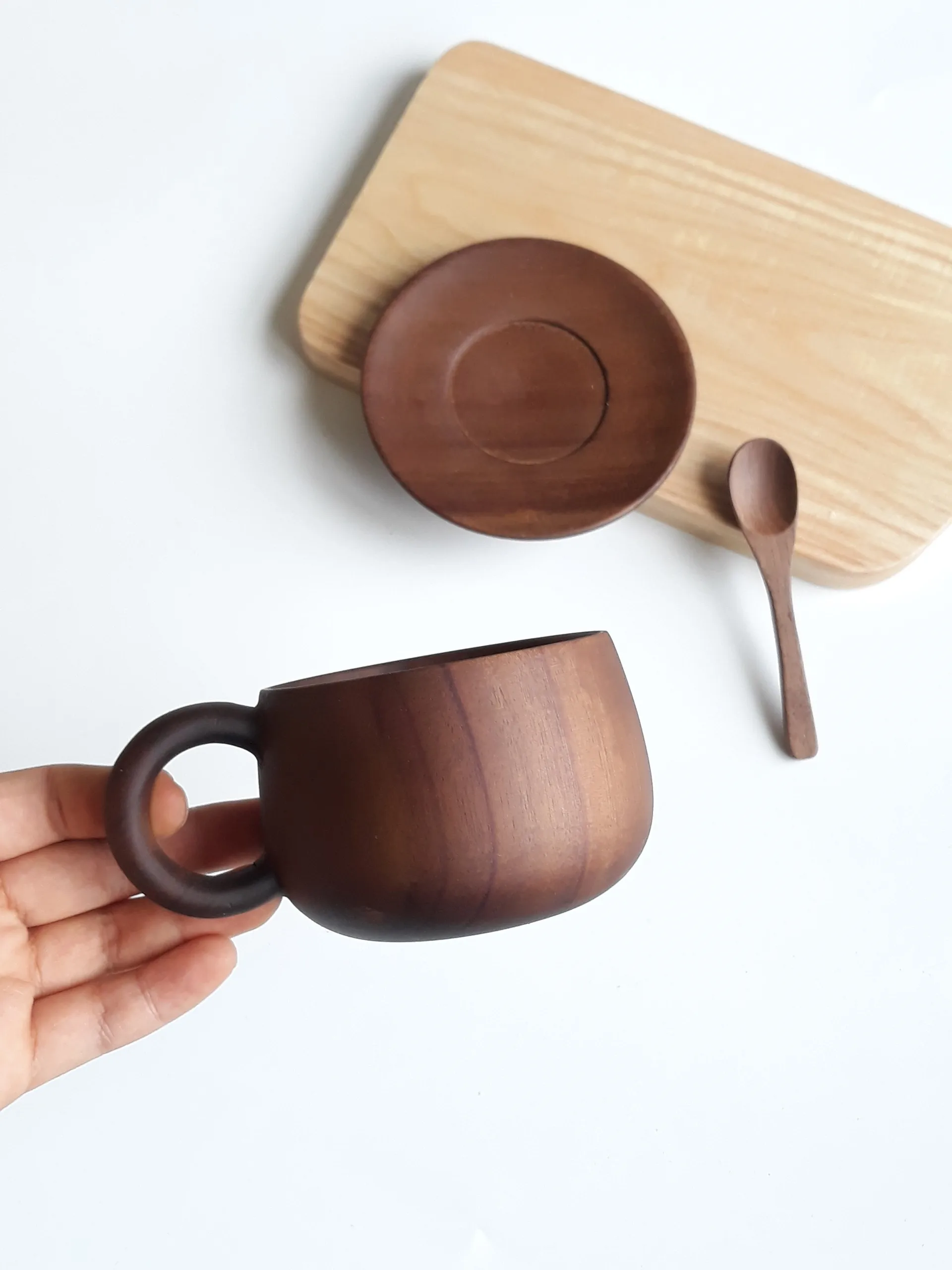 Water Cups Tea Cup Natural Wood Mug for Coffee Beer Tea Juice Milk 300ml #3 GOTOTOP Wooden Cup 