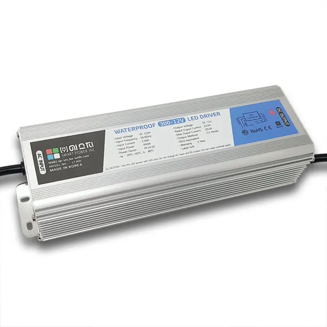 Constant Current AC DC 12V 300W LED Driver Waterproof IP67 SMPS Switching Power Supply For LED Lighting Modules Made in Korea