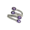 Carved Overlapping Silver Ring with Amethyst
