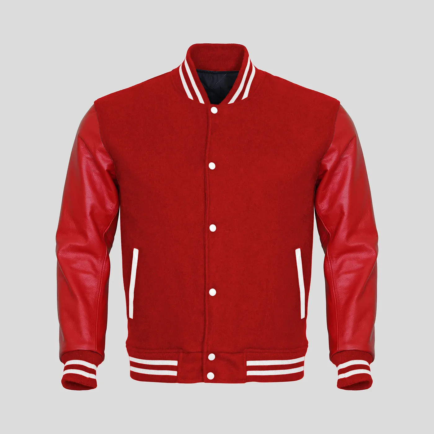 all red varsity jacket