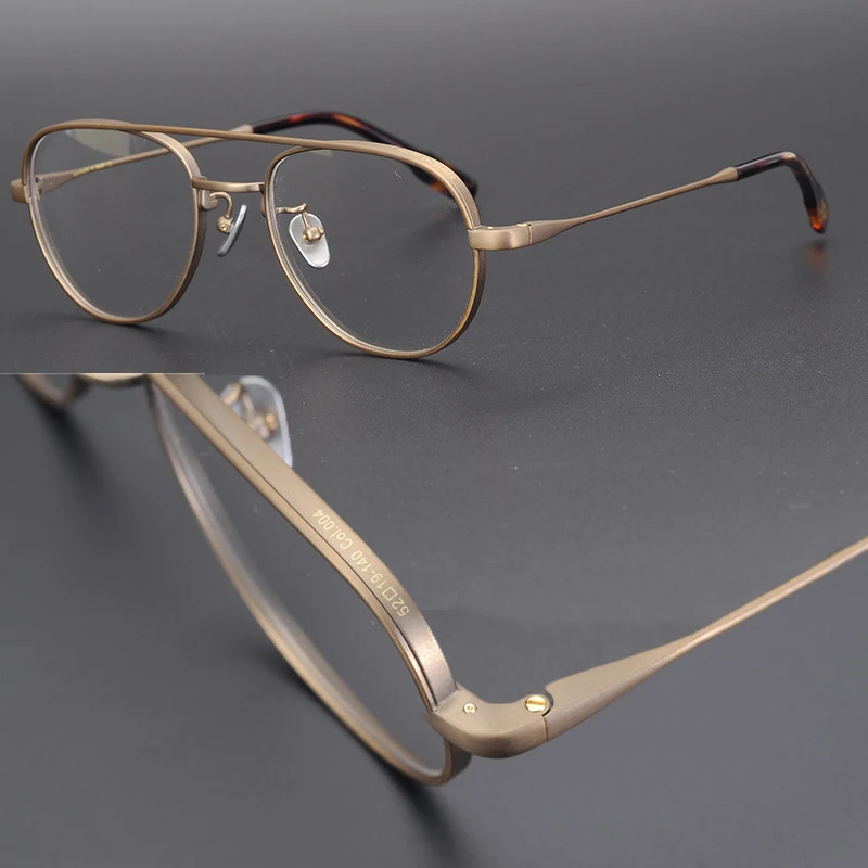 Japan Handmade 24k Double Bridge Golden Titanium Optical Glasses