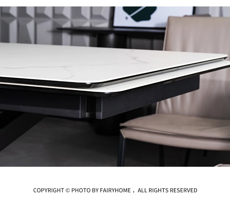 Contemporary Modern European Italian 8 Seater Long Black Mat Steel Extendable Adjustable Ceramic Porcelain Dining Room Table Set