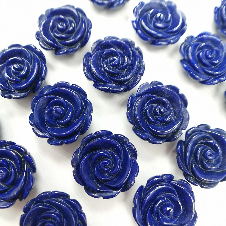 顶级品质批发天然松散宝石玫瑰花凸圆形半钻 15毫米 lapis lazuli