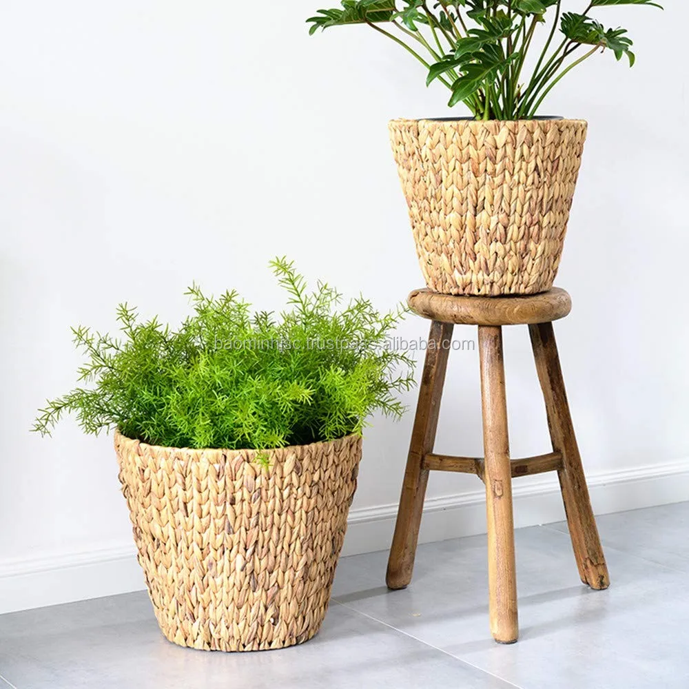 Woven Plant Basket Flower Pot,Handwoven Natural Wicker Planter,Floor