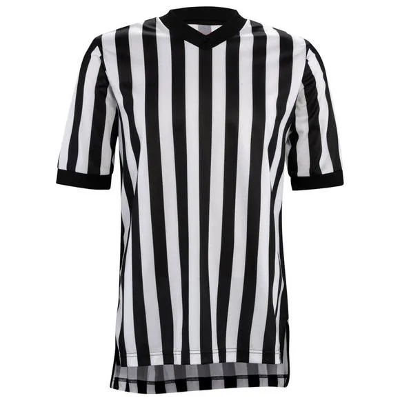 ChinFun Men's Official Black & White Stripe Referee Pro Ref Uniform Short Sleeve Umpire Jersey for Basketball Football Soccer 