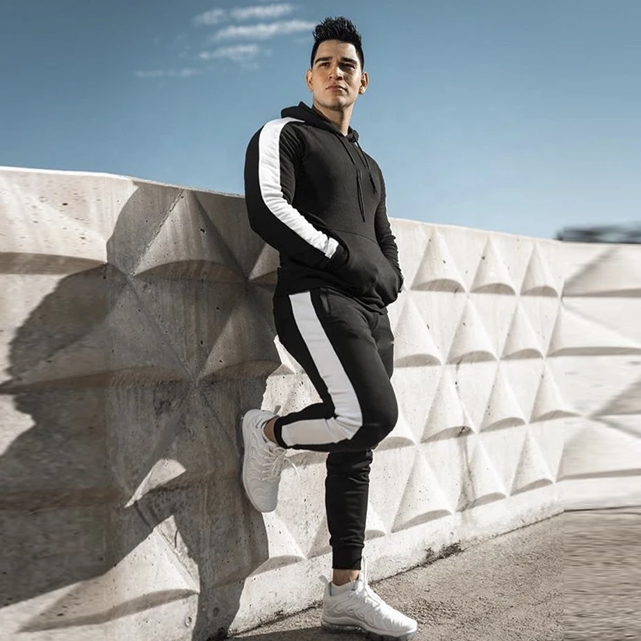 Tracksuits Men Black Wholesale Plain Cotton Tracksuit Fitted Jogger ...