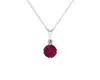 14K White Gold With 4MM Round Cut Natural Ruby Pendant
