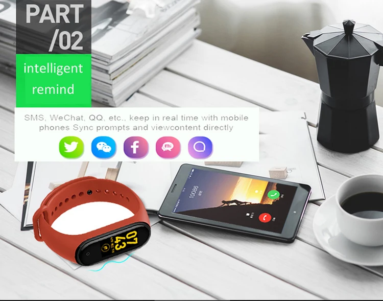 Hottest m4 smart fitness tracker wrist watch m4 smart band sport