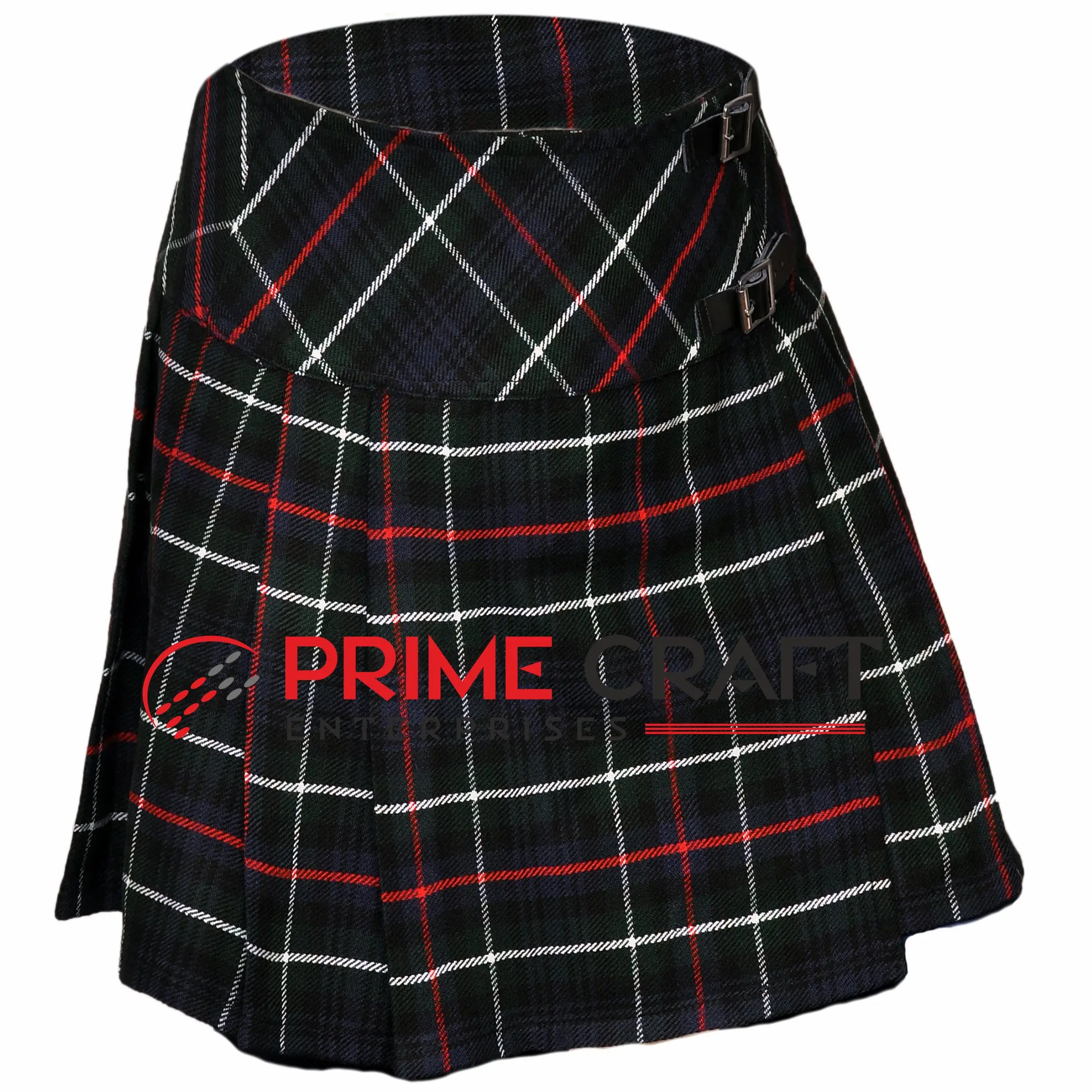 Ladies Womens Tartan Pleated Billie Kilt Skirt Leather Buckled Straps 