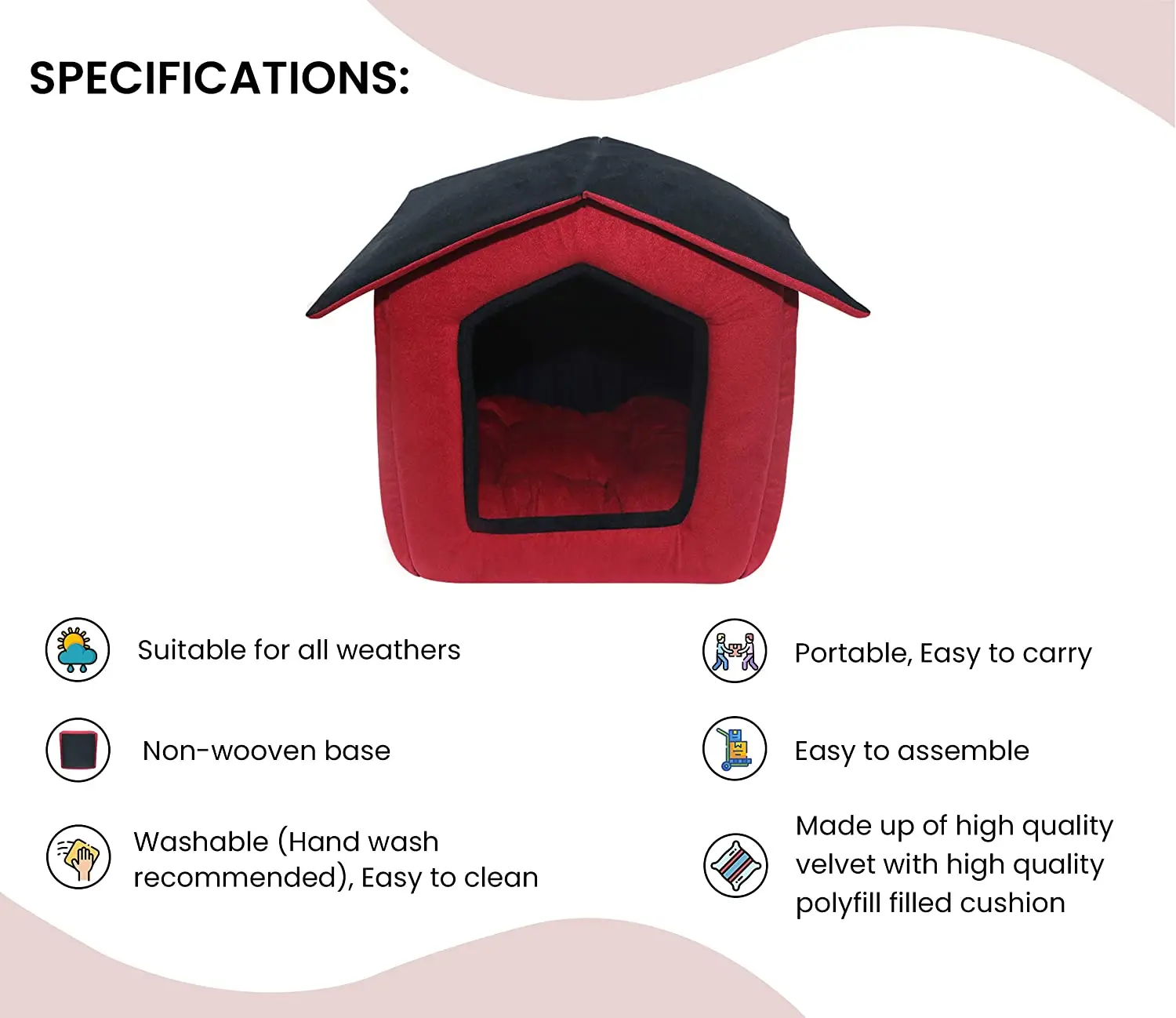 Portable Dog Hut Luxury Pet Dog House/bed Cozy Warm Great Indooroutdoor Pet Bed House For Dogs