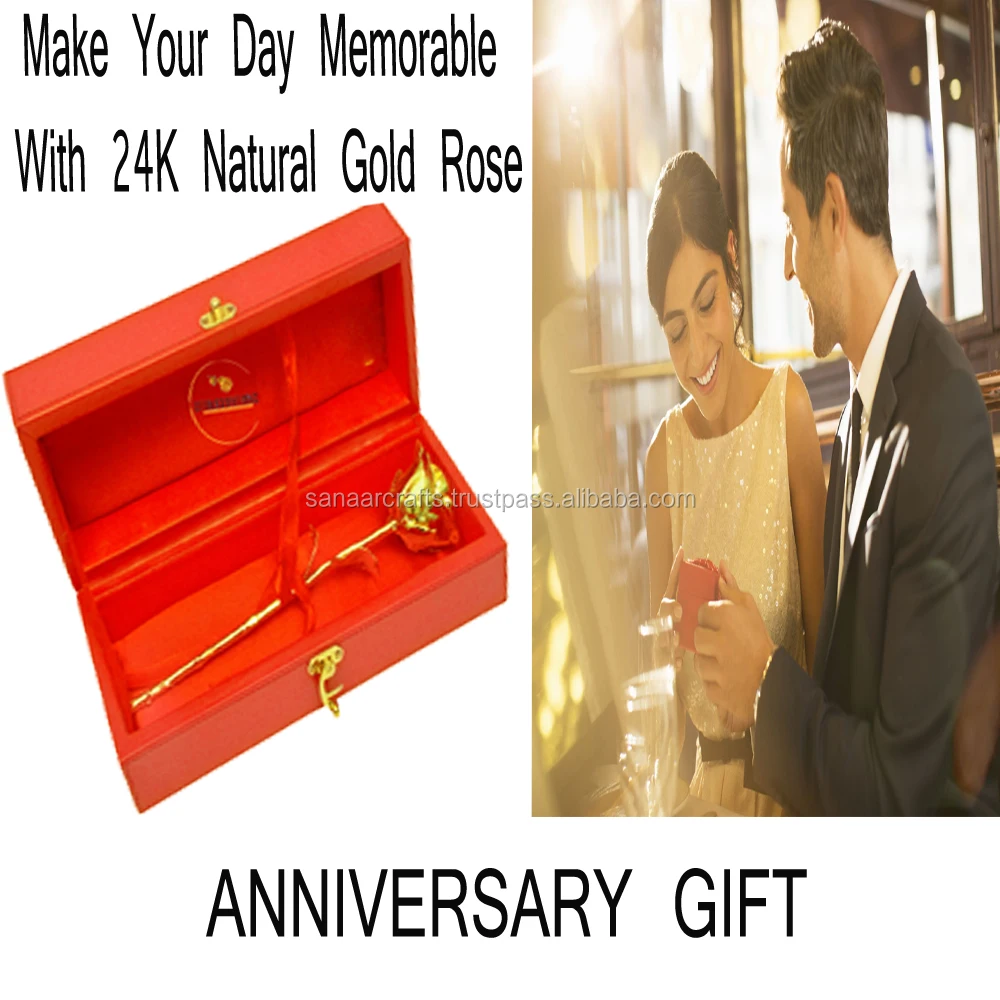 Real Flower Pure 24k Gold Natural Gold Plated Rose Decorative Items