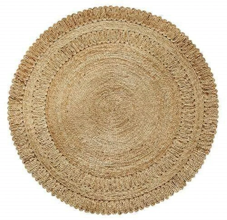 Golden Fiber Jute Material Eco Friendly Area Rugs Hand Woven Doormat