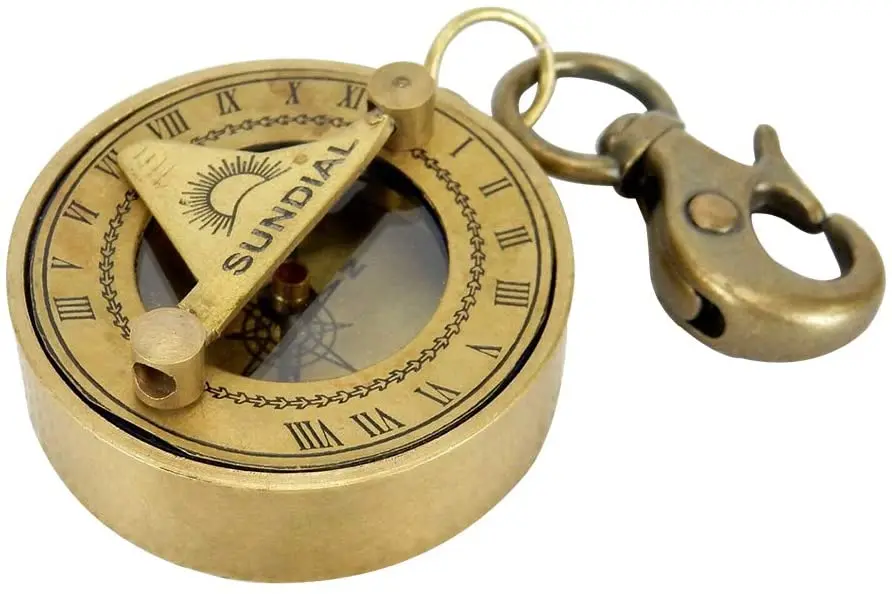 Details about   Brass sundial nautical old vintage push button pocket compass collectible item 
