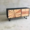 Vintage Industrial Furniture Indian Sideboard Mango & Acacia Wood Jupiter Pattern Sideboard