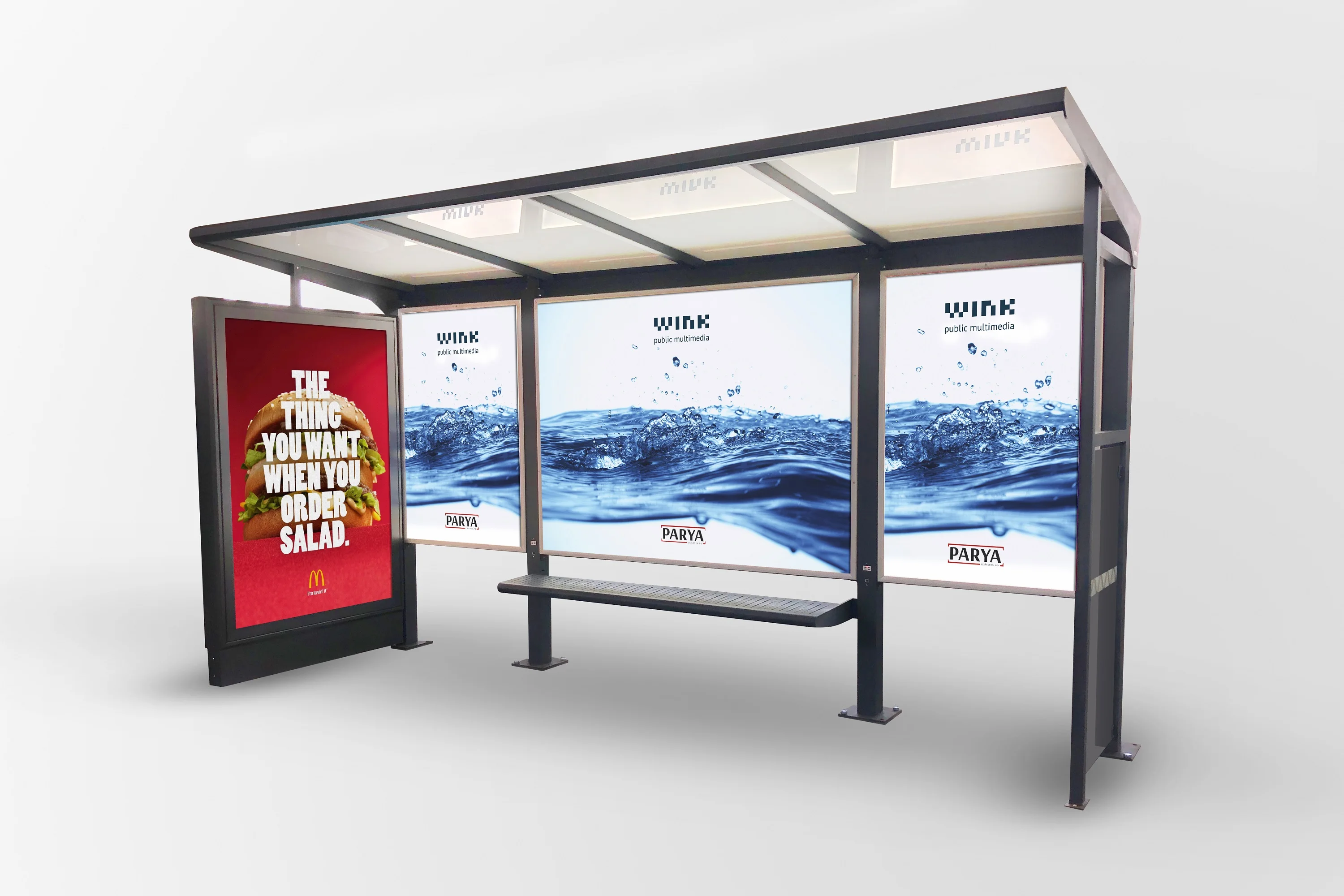 Gold Bus Shelter / Advertisement Bus Stop,Shelter With Lightbox Kiosk ...