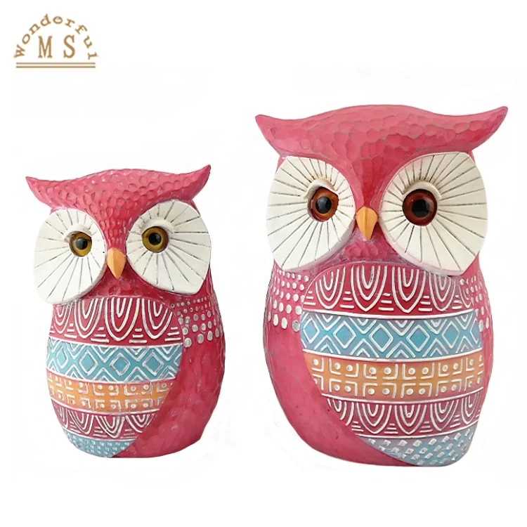 Hot Sell Halloween Decoration Craft Polyresin Owl Figurine Cartoon Animal Art Craft for home decor relief Resin Owl Statue