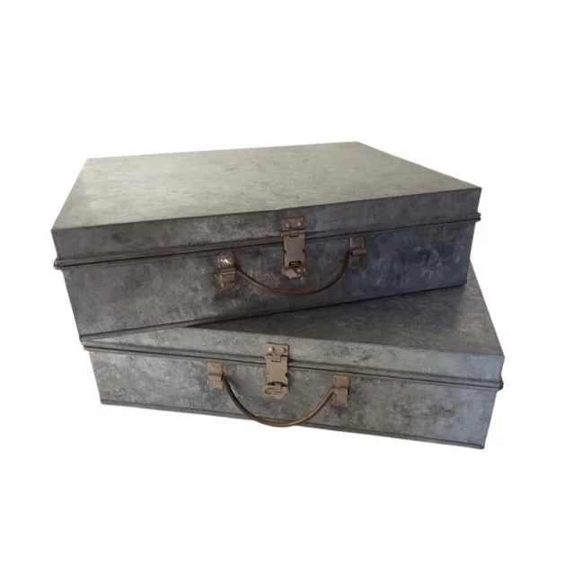 Different Sizes Of Galvanized Trunk Box Set Of Three Handmade Storage