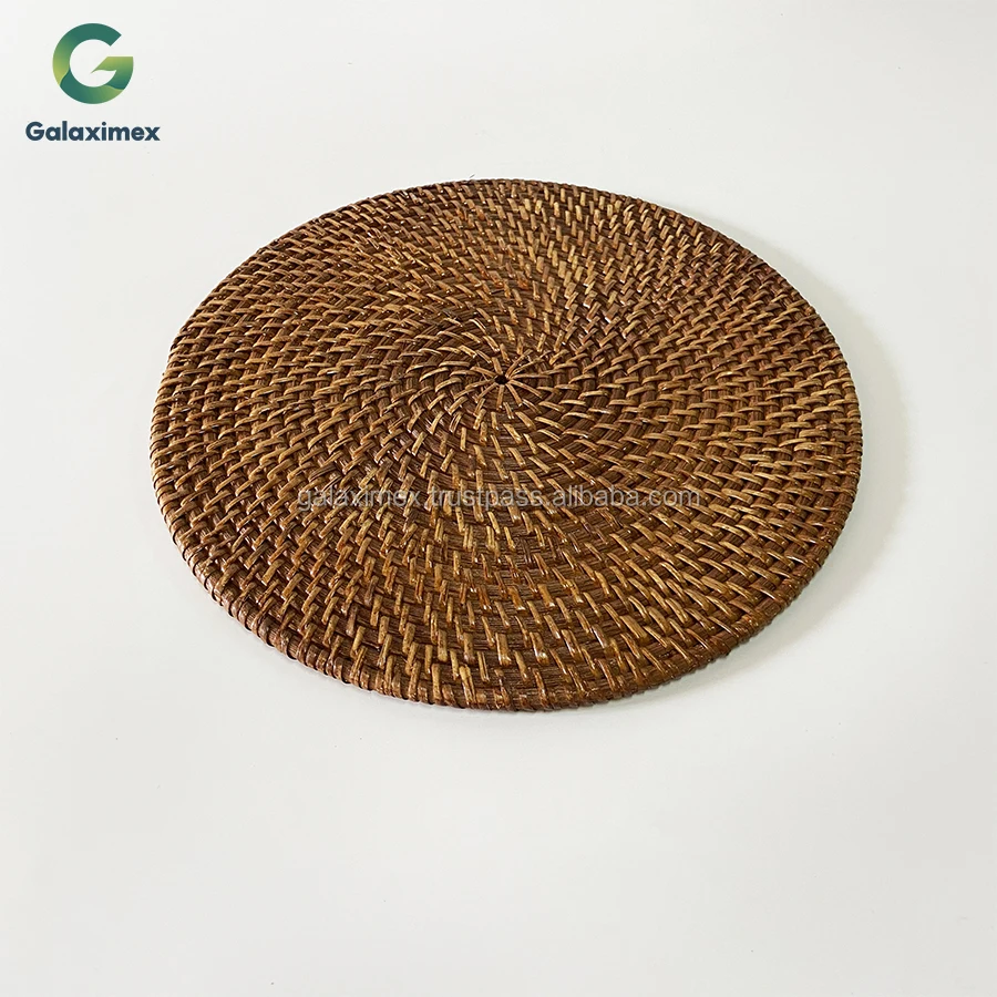 Black Color Round Woven Rattan Placemats Wicker Rattan Placemats