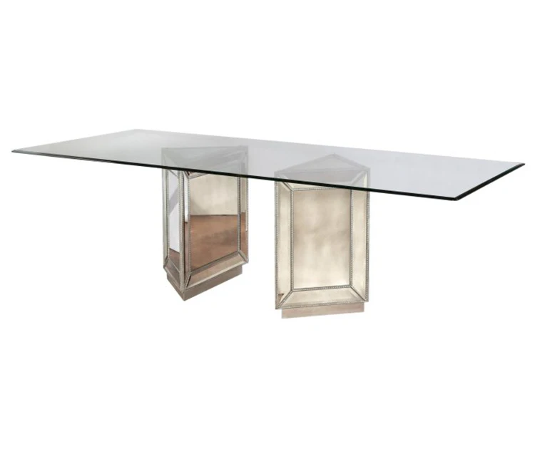 Mr-4t0103 Luxury Mirrored Dining Table Base Glass Top Rectangle Table