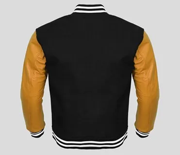 Plain Varsity Jacket With Rib Collar Leather Sleeve - Buy Winter Jacket ...