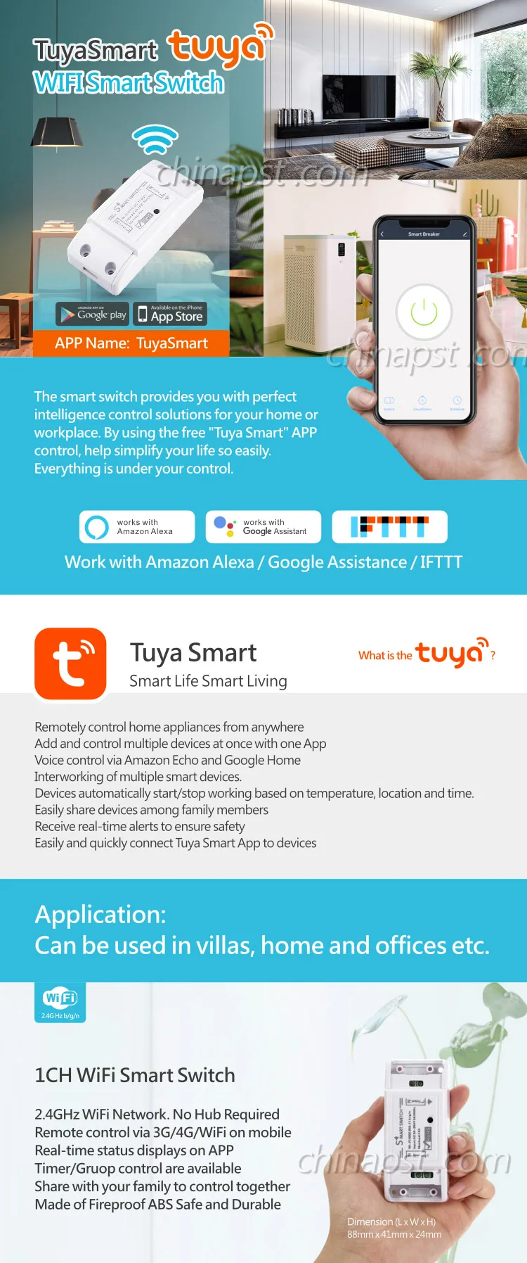 Hot Selling Working Alone 1ch Tuya Smart Wifi Smart Switch Pst Wf S1 Buy Smart Switch Wifi Smart Switch 1ch Tuyasmart Wifi Smart Switch Product On Alibaba Com