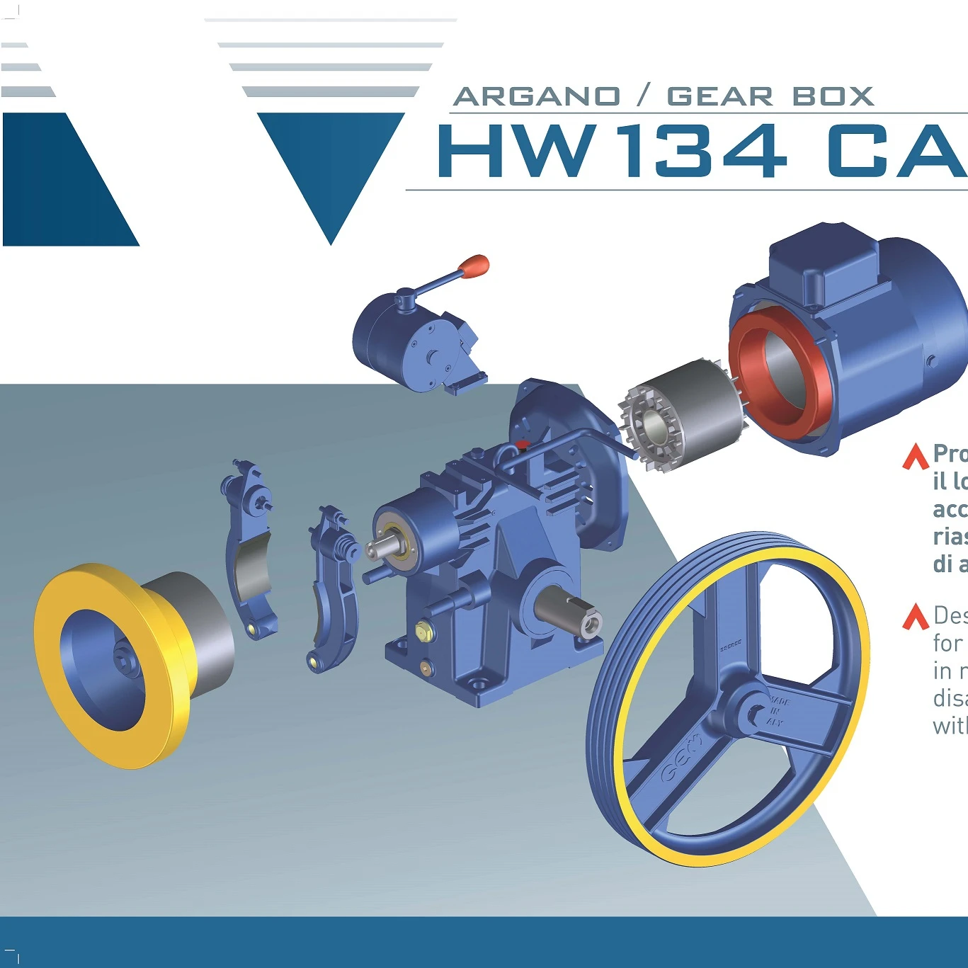 Hw134 Best Quality Electric Motor Gearbox For Elevators Made In Italy