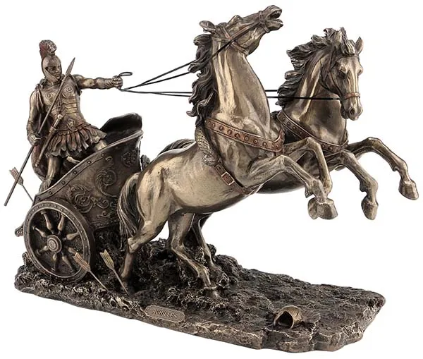 Конь в колеснице немезиды 6 букв. Статуэтка колесница. Колесница кони скульптура. Колесница с лошадьми Платон. Статуэтка Гладиатор на колеснице.