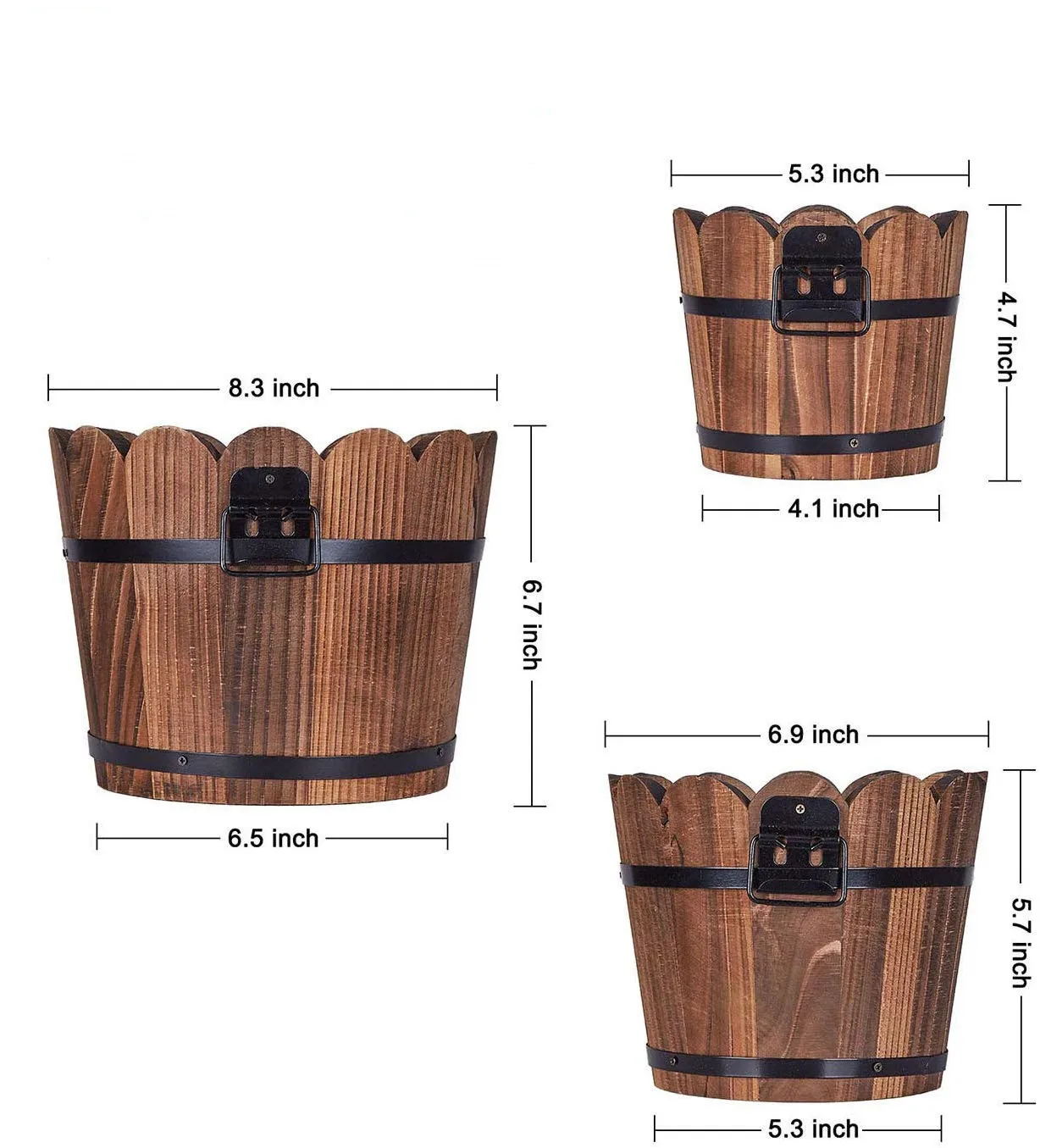 Wooden Bucket Barrel Planters - Perfect for Outdoor Gardens
