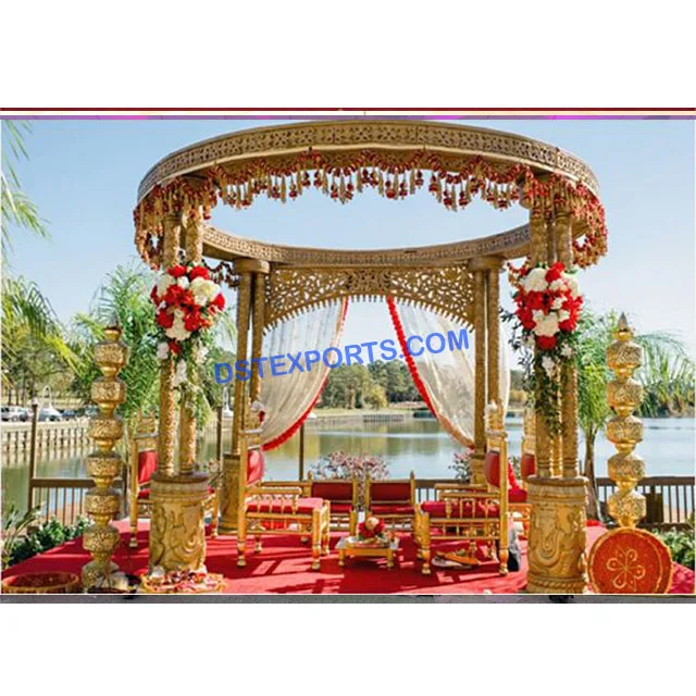 Traditional Hindu Wedding Golden Mandap Latest Wedding Fiber Gold