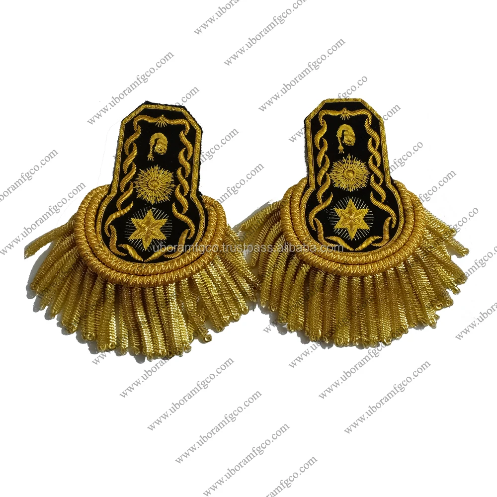 French Bullion Wire Fringe Epaulette Shoulder Board Military Costume
