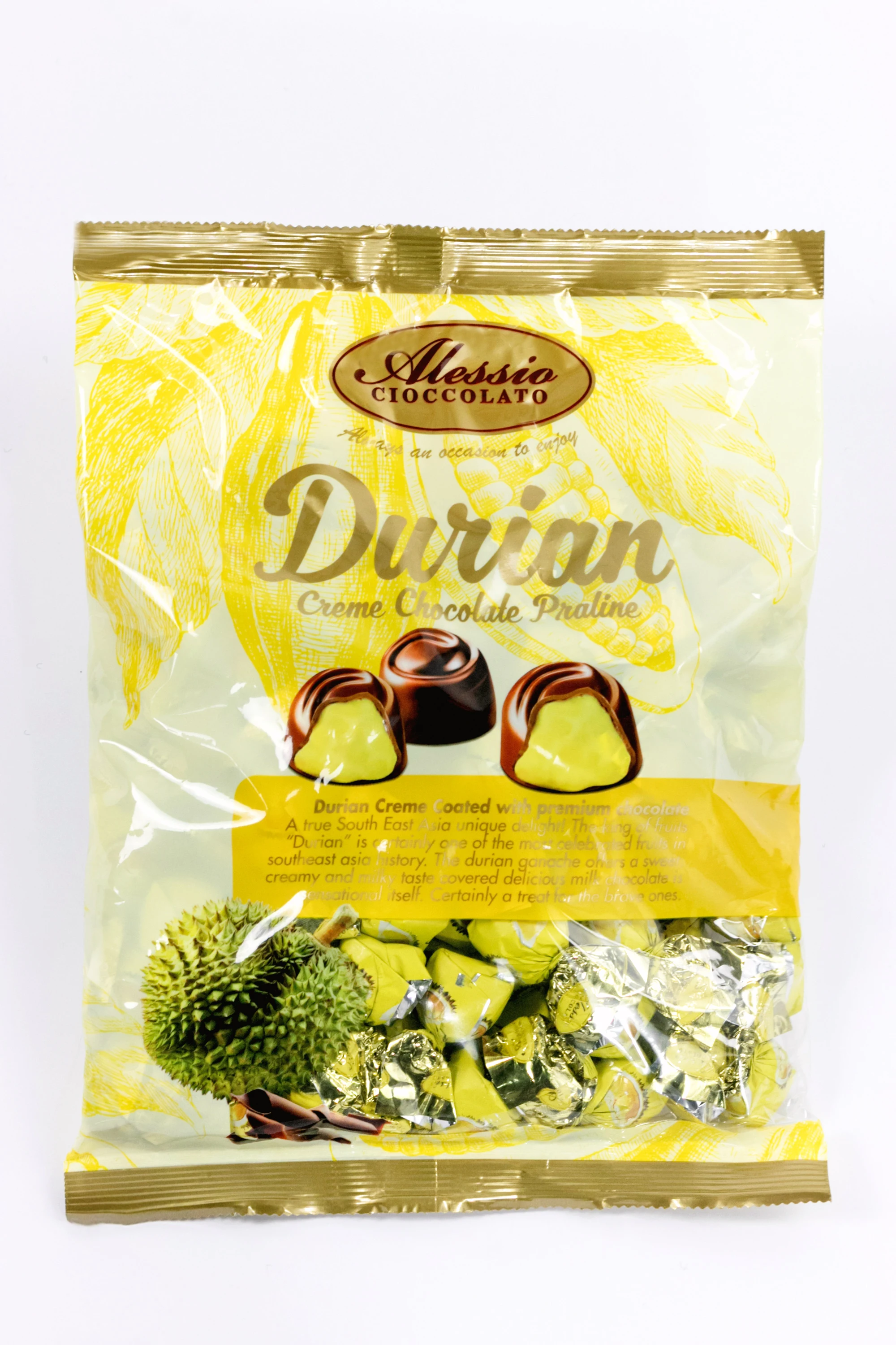 durian creme chocolate praline 800g flavored chocolate brown