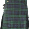 New Scottish Modern Black Watch Tartan Utility Fashion Active Men Kilt 24" Drop