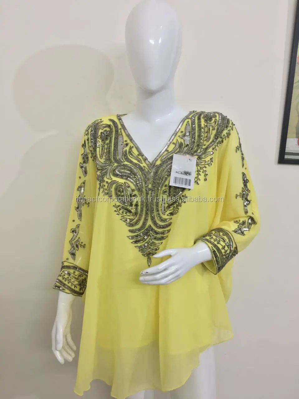 Handmade embroidery kaftan make in india by indian designer georgette