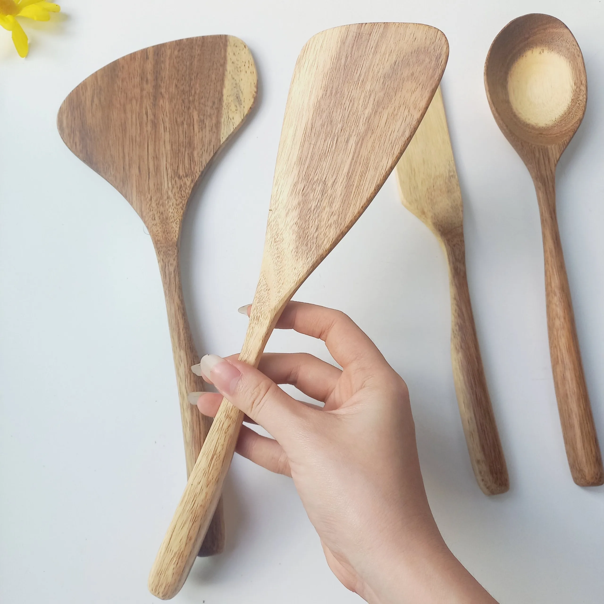 Wooden Acacia Spatula Set Wood Ladle Cooking Kitchen Utensils Factory Price Natural High Quality