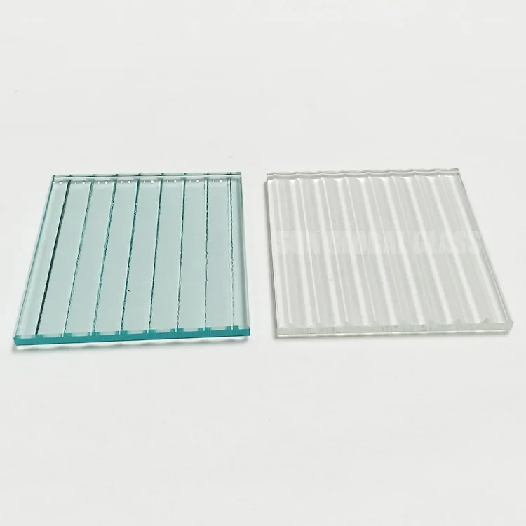 8mm 10mm 12mm Fluted Tempered Glass Safety Privacy Decorative Clear Low