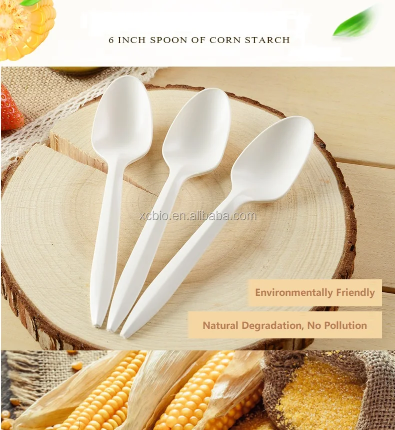Compostable Cutlery Biodegradable disposable cutlery 6 Inches Starch Spoon