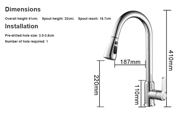 Antiguo Estilo Clásico Sola Manija Cromo Grifo De Cocina Con Sacar La