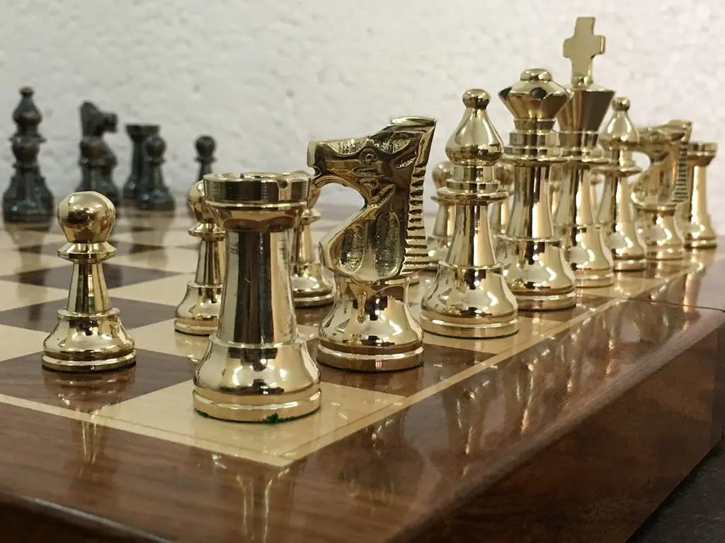 Metal Chess Set/brass Chess Game/brass Chess Wooden Game Ludo Board ...