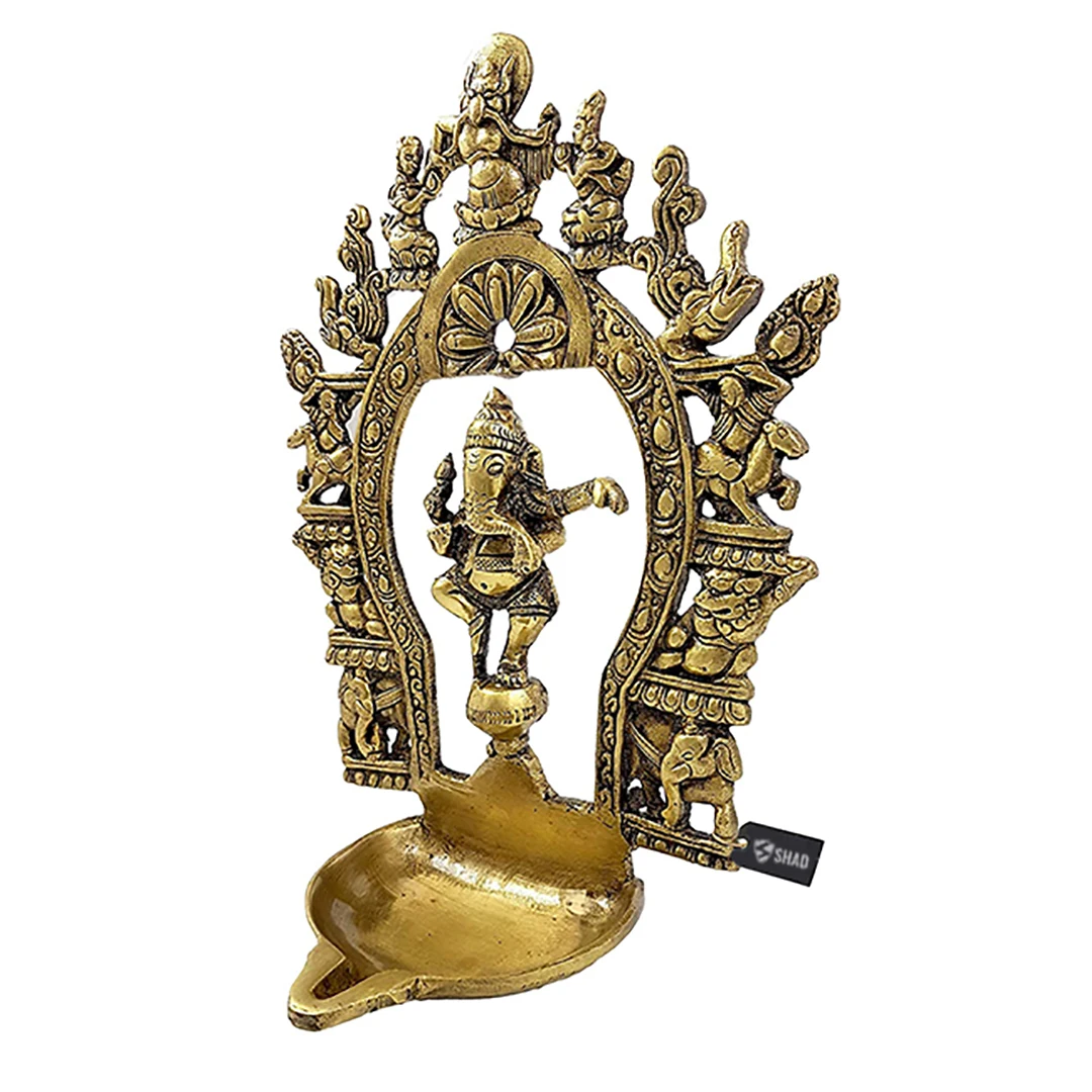 Brass Ethnic Indian Carving Dancing Ganesha Design Diya Buy Diwali