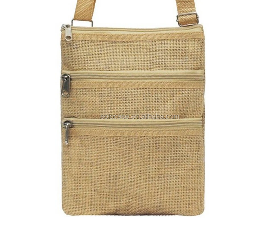 Burlap Messenger Bag