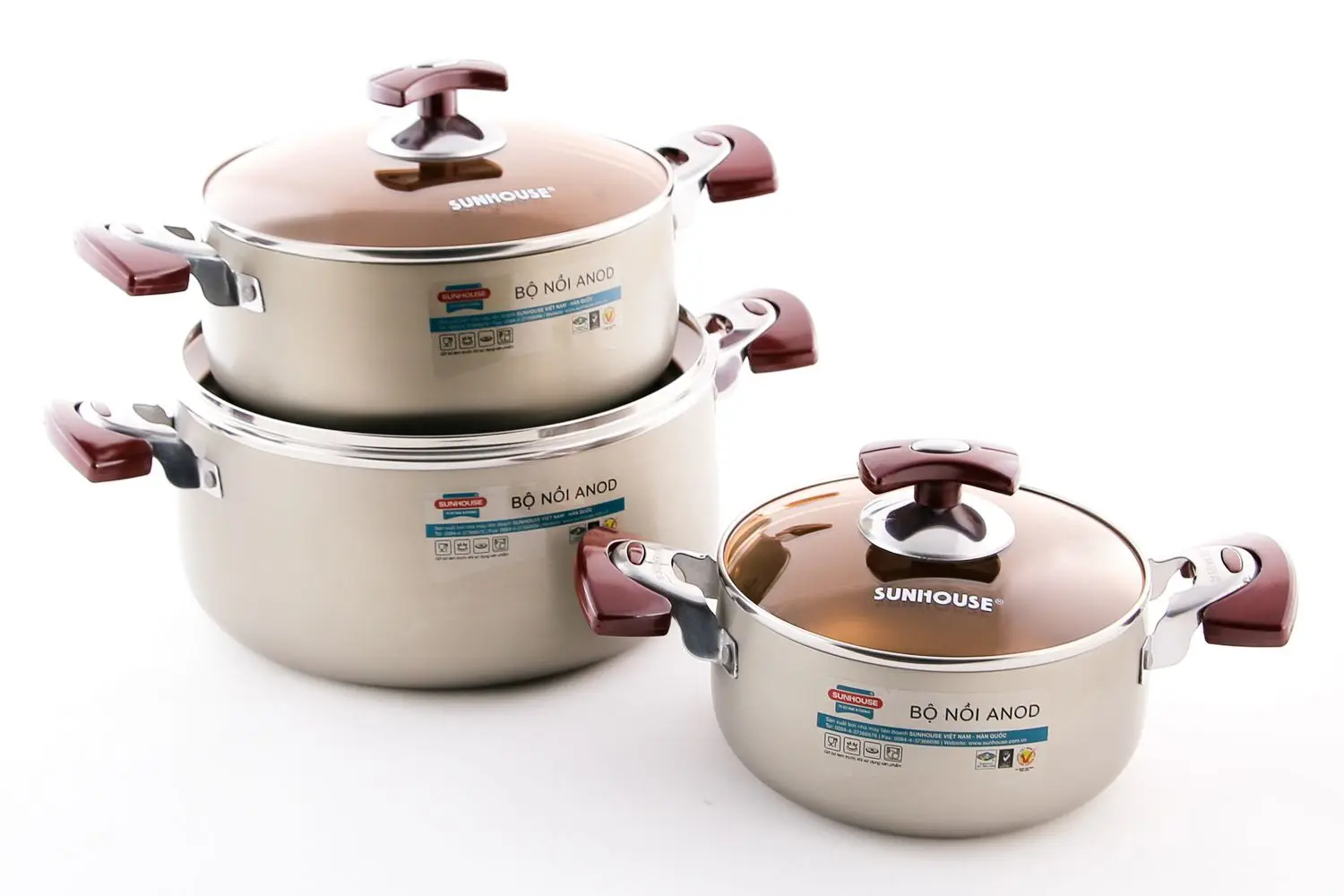 High Quality All Hard Anodized Utensil Nonstick Cookware Pot Sunhouse,Anodized 3pots Set Buy